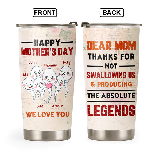 Mom Thank You For Not Swallowing Me Tumbler Personalized Up To 6 Kids Name  Naugh