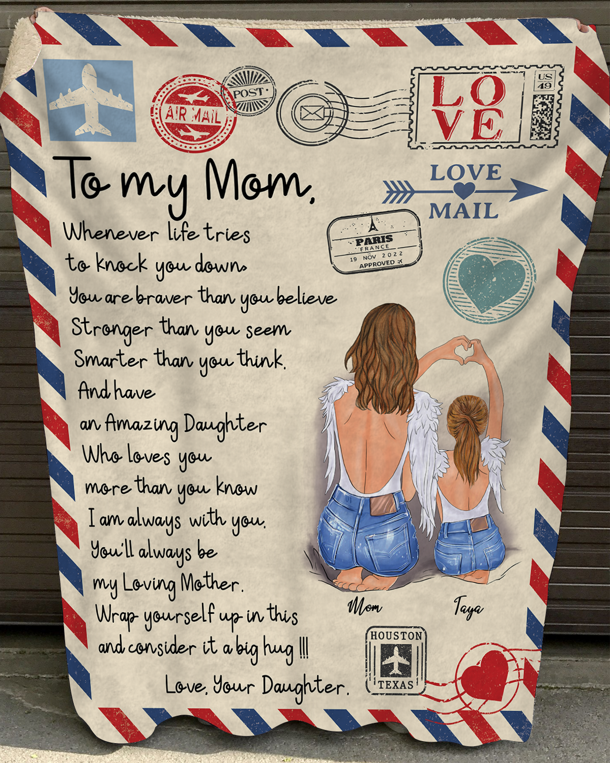 Personalized To My Mom Whenever Life Tries To Knock You Down Letter Blanket Gift For Mom, To My Mom Blanket For Mom From Daughter or Son.