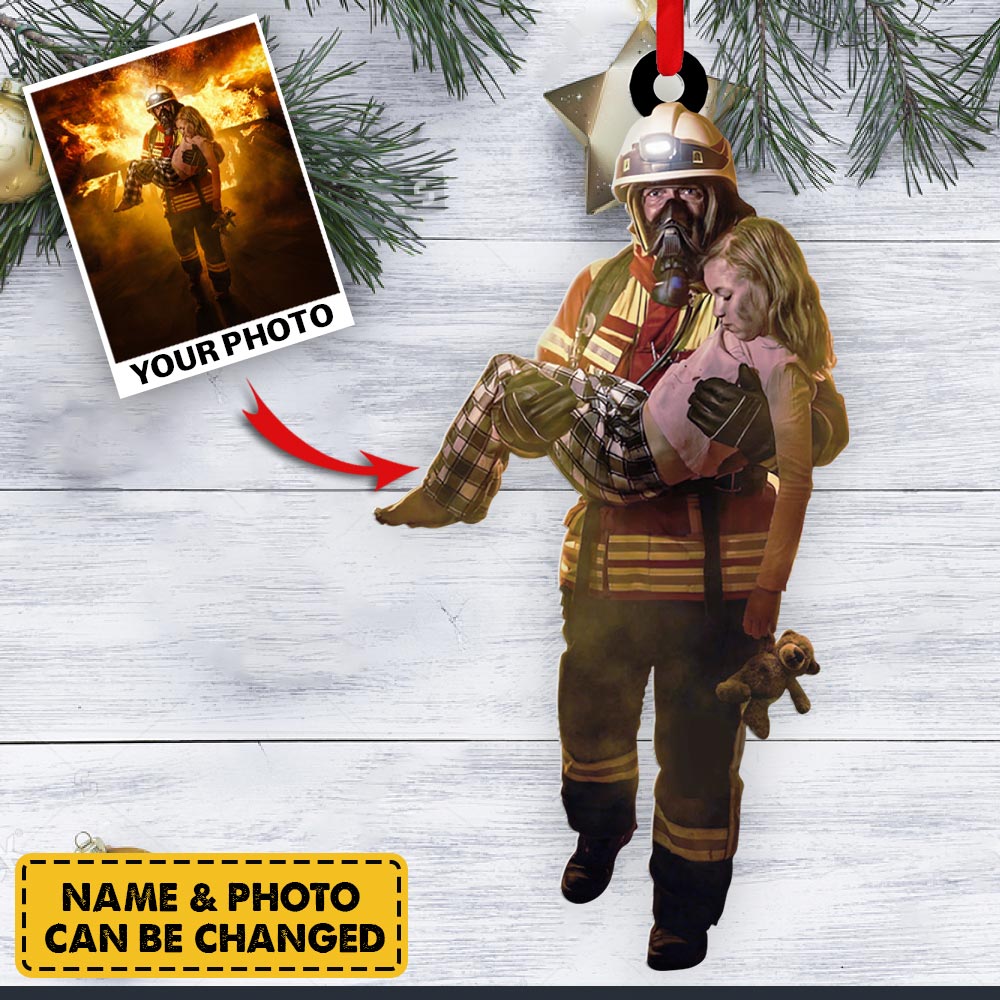 Custom Firefighter Hero Photo Ornament Gift For Firefighter Fireman
