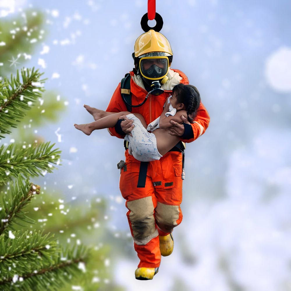Custom Firefighter Hero Photo Ornament Gift For Firefighter Fireman