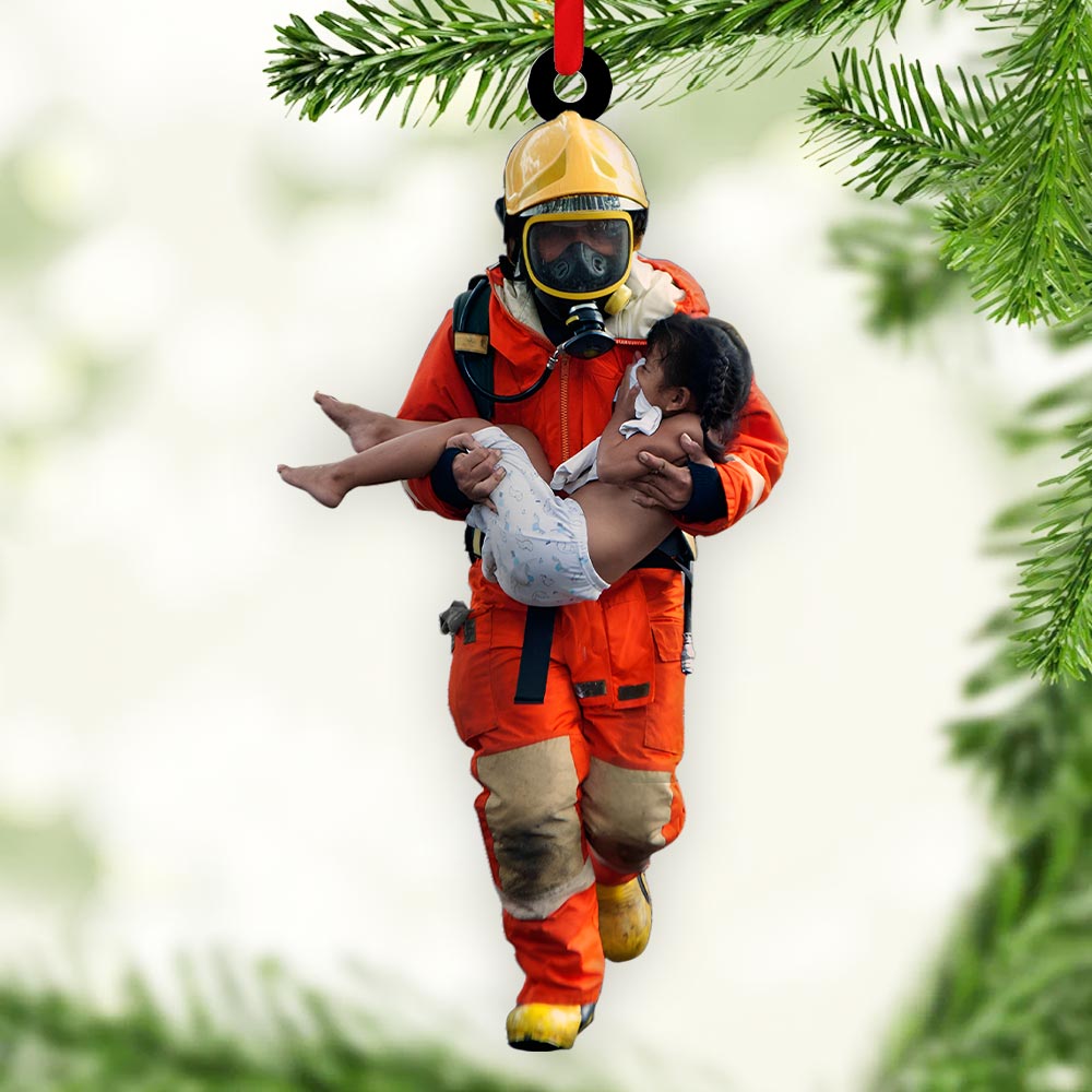 Custom Firefighter Hero Photo Ornament Gift For Firefighter Fireman