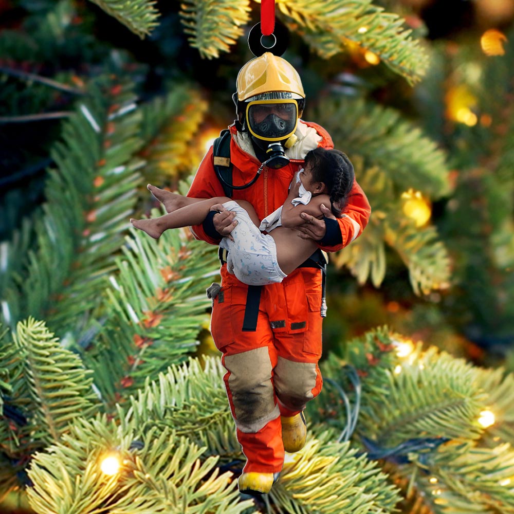 Custom Firefighter Hero Photo Ornament Gift For Firefighter Fireman