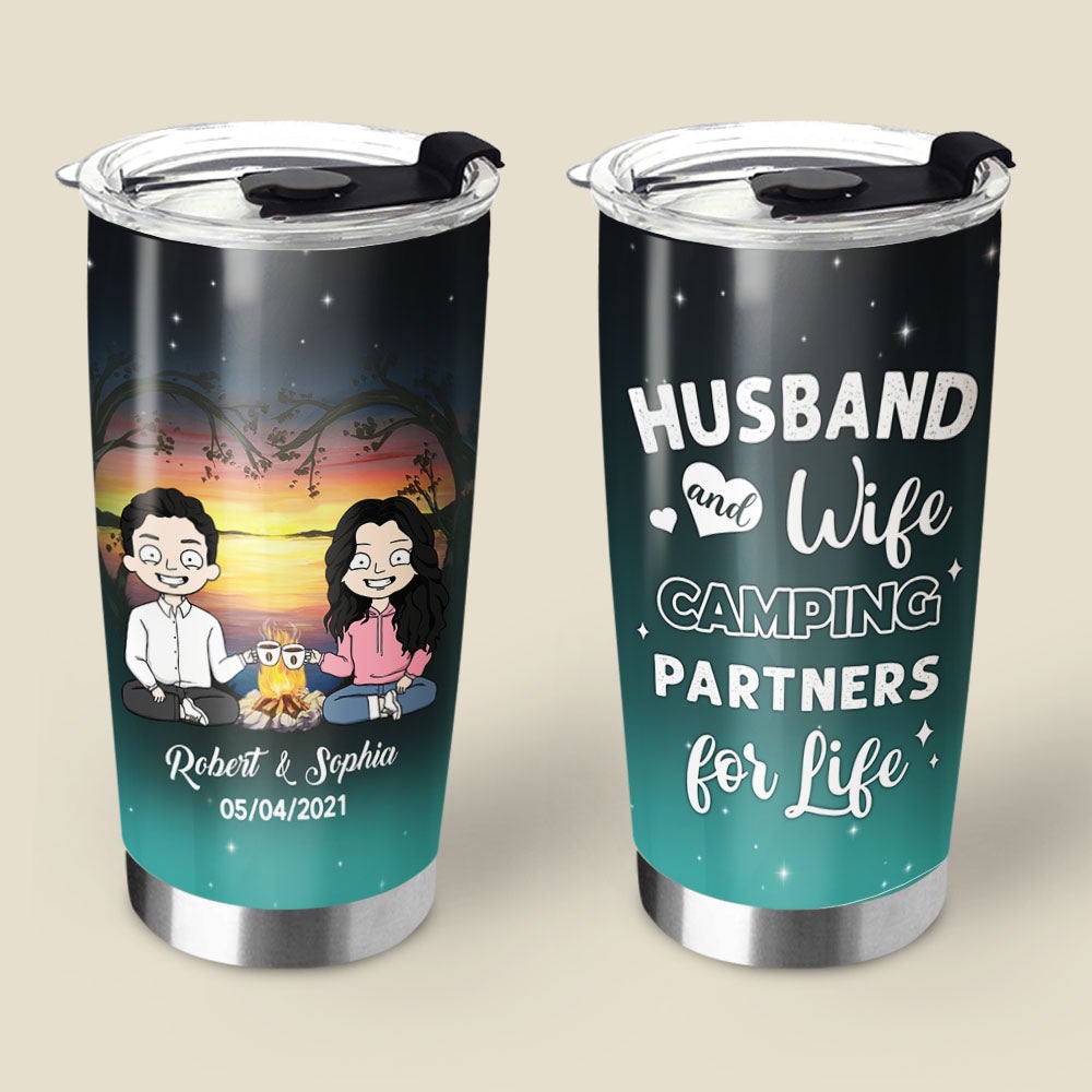 Personalized Husband And Wife Camping Partners For Life Tumbler Husband And Wife Camping Tumbler