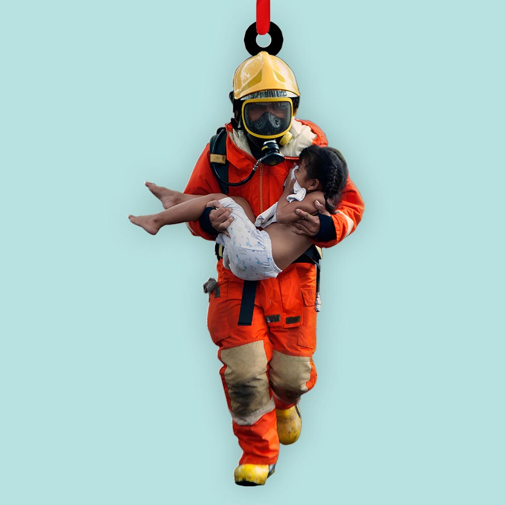 Custom Firefighter Hero Photo Ornament Gift For Firefighter Fireman