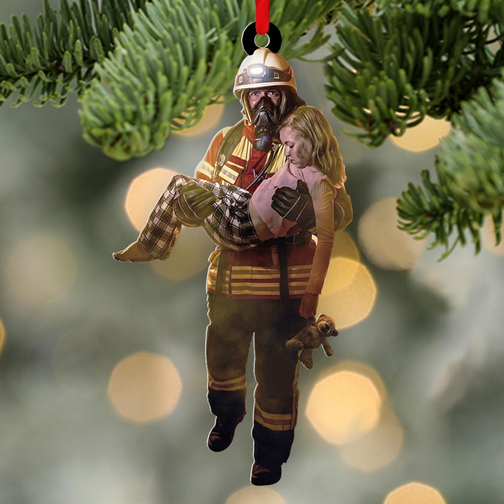 Custom Firefighter Hero Photo Ornament Gift For Firefighter Fireman