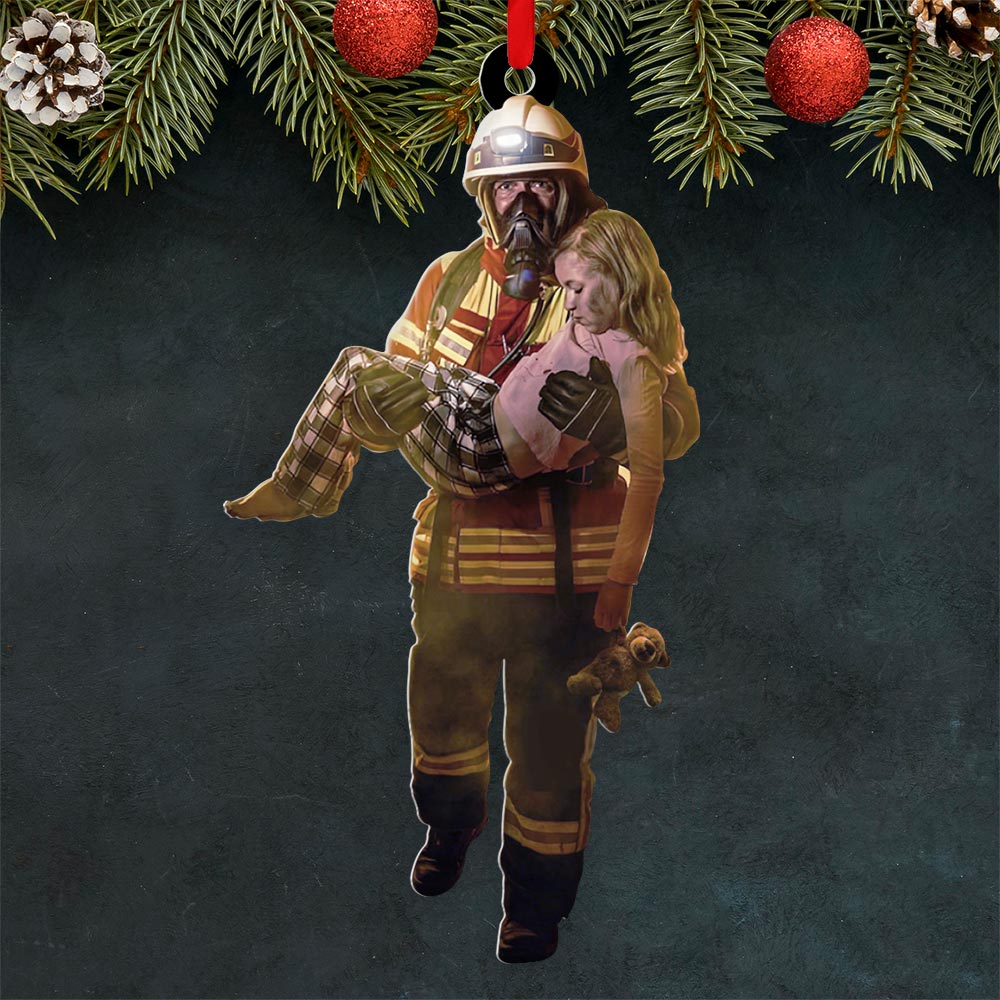 Custom Firefighter Hero Photo Ornament Gift For Firefighter Fireman