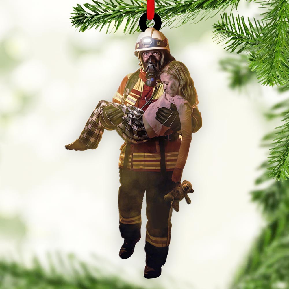 Custom Firefighter Hero Photo Ornament Gift For Firefighter Fireman