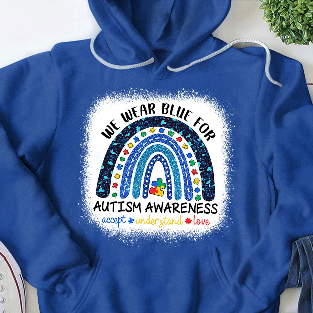 We Wear Blue For Autism Awareness Shirt - Autism Rainbow Autism Awareness Gift