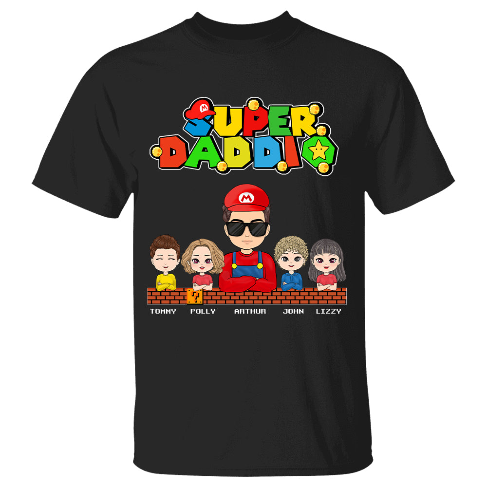 Super Daddio With Cool Kids, Gift for Father Dad Papa Father's Day Personalized Shirt