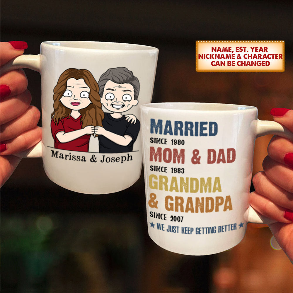 From Married To Grandparents Est.Year Personalized Mug For Grandparents