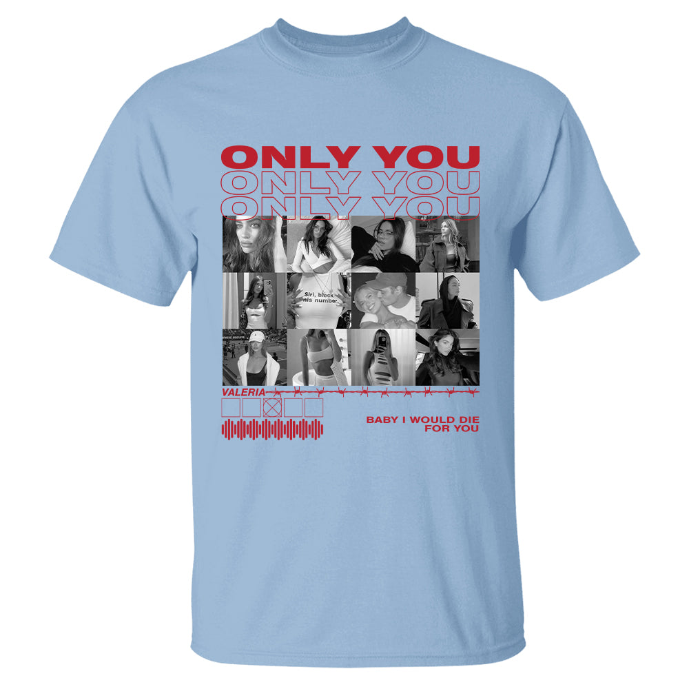 T-shirt Personnalisé Photo Collage - Jusqu'à 12 Images, Texte Personnalisé - Coton Doux, Impression Durable - Cadeau Couple, Ami, Famille