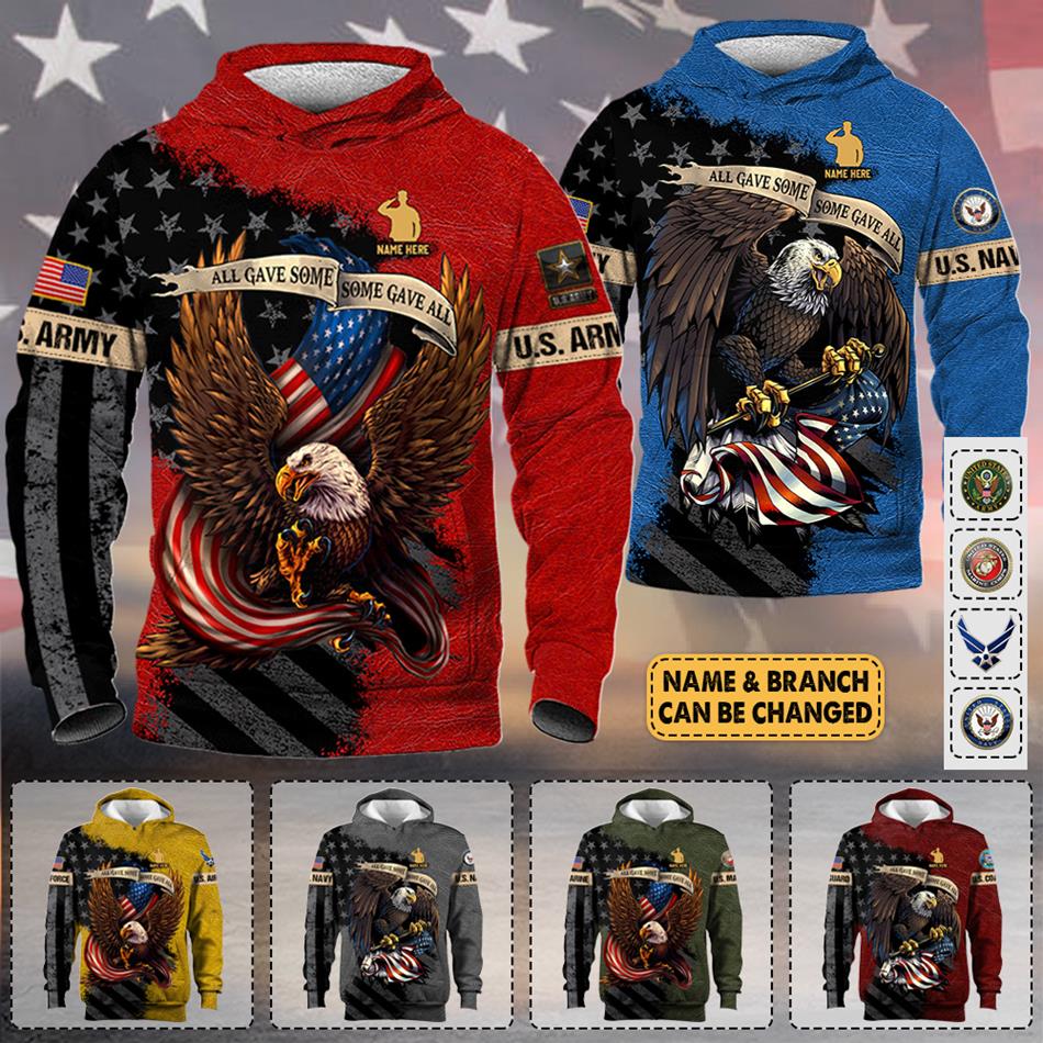 Personalized Shirt All Gave Some Some Gave All Bald Eagle American Flag Grunge All Over Print Shirt For Veteran Veterans Day Shirt H2511