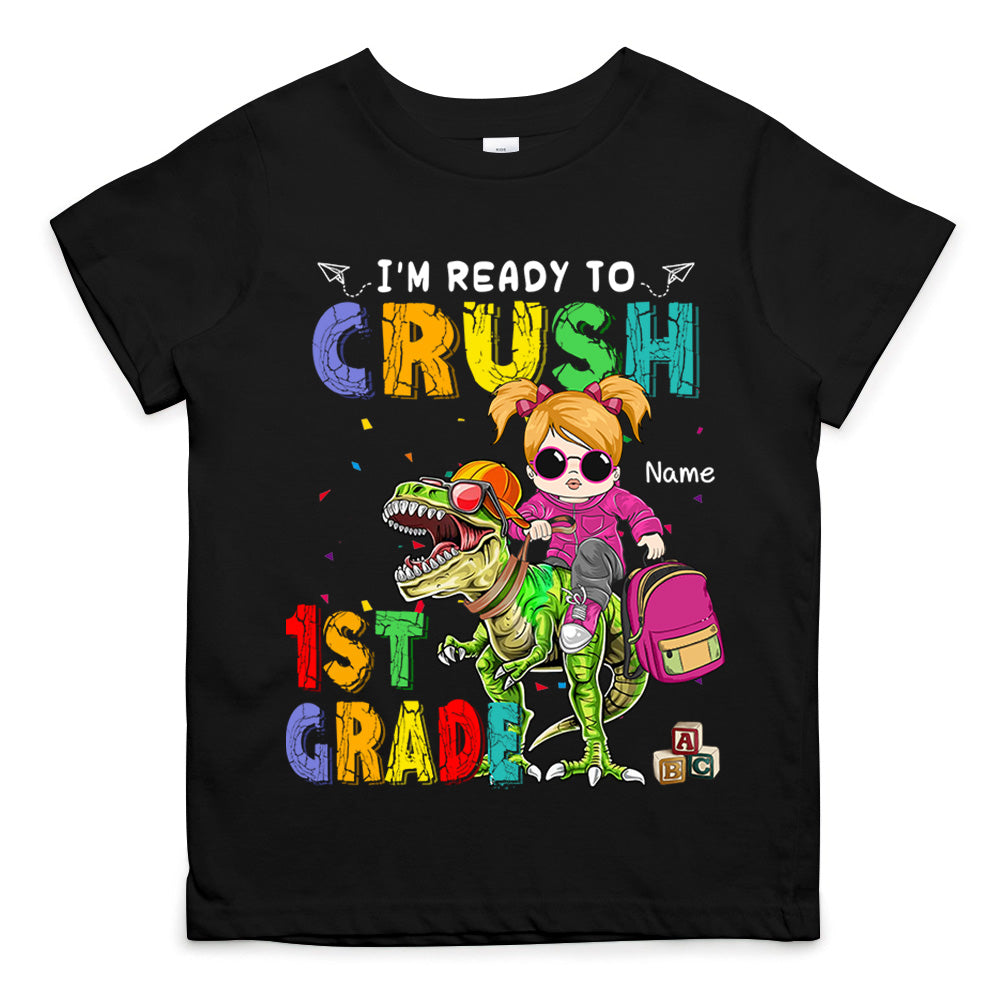 Ready Crush Kindergarten Riding Dinosaurs Personalized Shirt For Kids