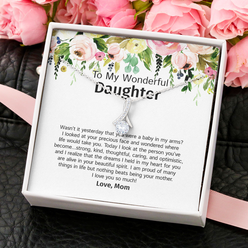 Personalized Alluring Beauty Necklace Gift For Daughter - Custom Gifts For Daughter - Was Not It Yesterday That You Were A Baby In My Arms