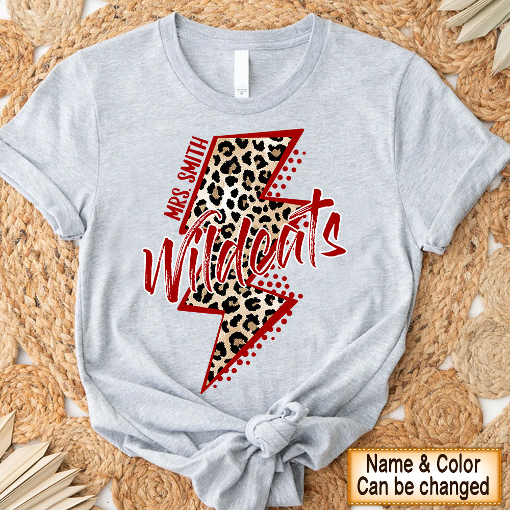 Personalized Shirt School Wildcats Mascot Leopard Lightning Bolt Shirt Hk10