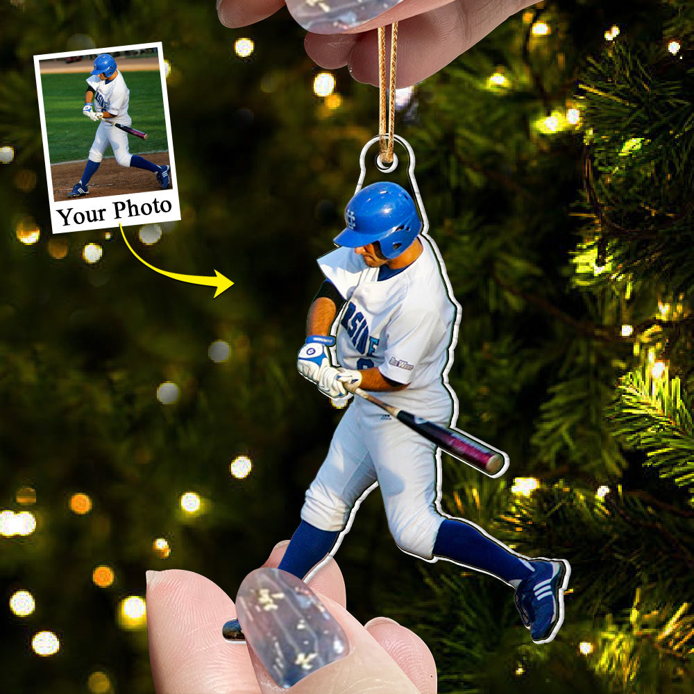 Custom Photo Acrylic Ornament Gift For Baseball Lovers - Personalized Upload Photo Acrylic Ornament For Baseball Player