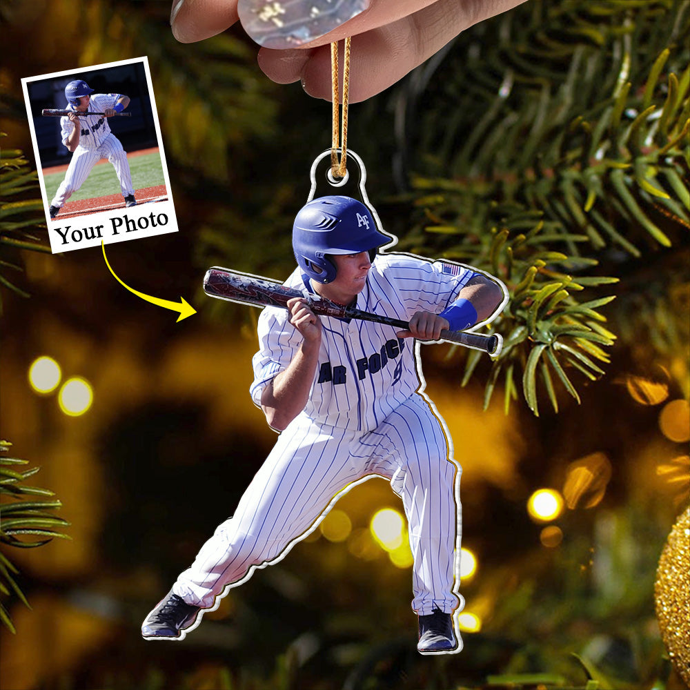 Custom Photo Acrylic Ornament Gift For Baseball Lovers - Personalized Upload Photo Acrylic Ornament For Baseball Player