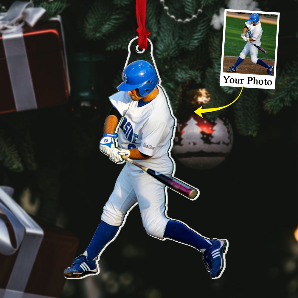 Custom Photo Acrylic Ornament Gift For Baseball Lovers - Personalized Upload Photo Acrylic Ornament For Baseball Player
