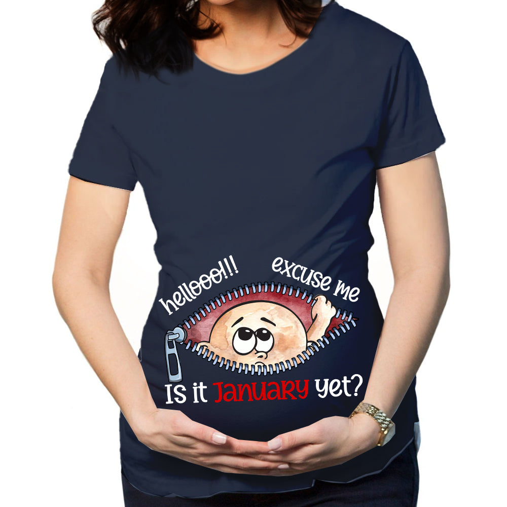 Customizable Months Baby Boy Peeking Bump Black Maternity Shirt