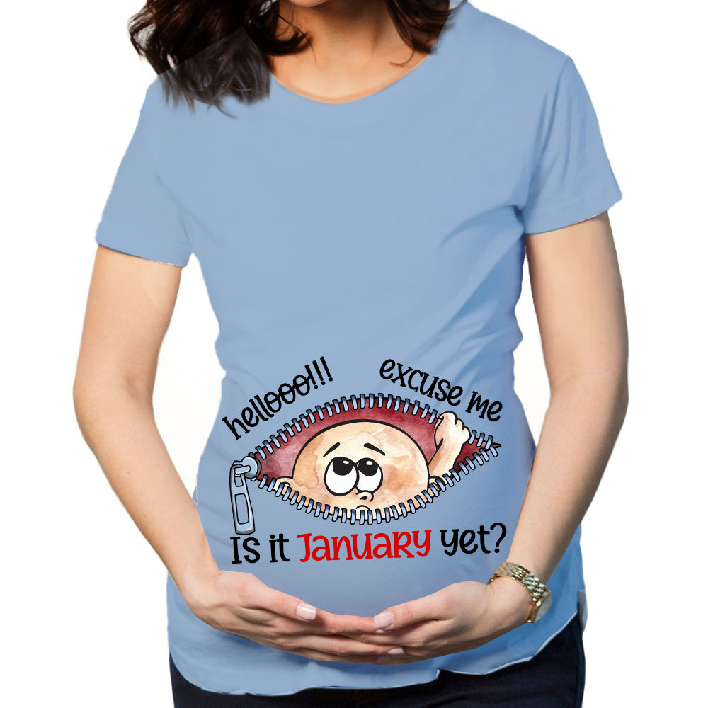 Customizable Months Baby Boy Peeking Bump Black Maternity Shirt