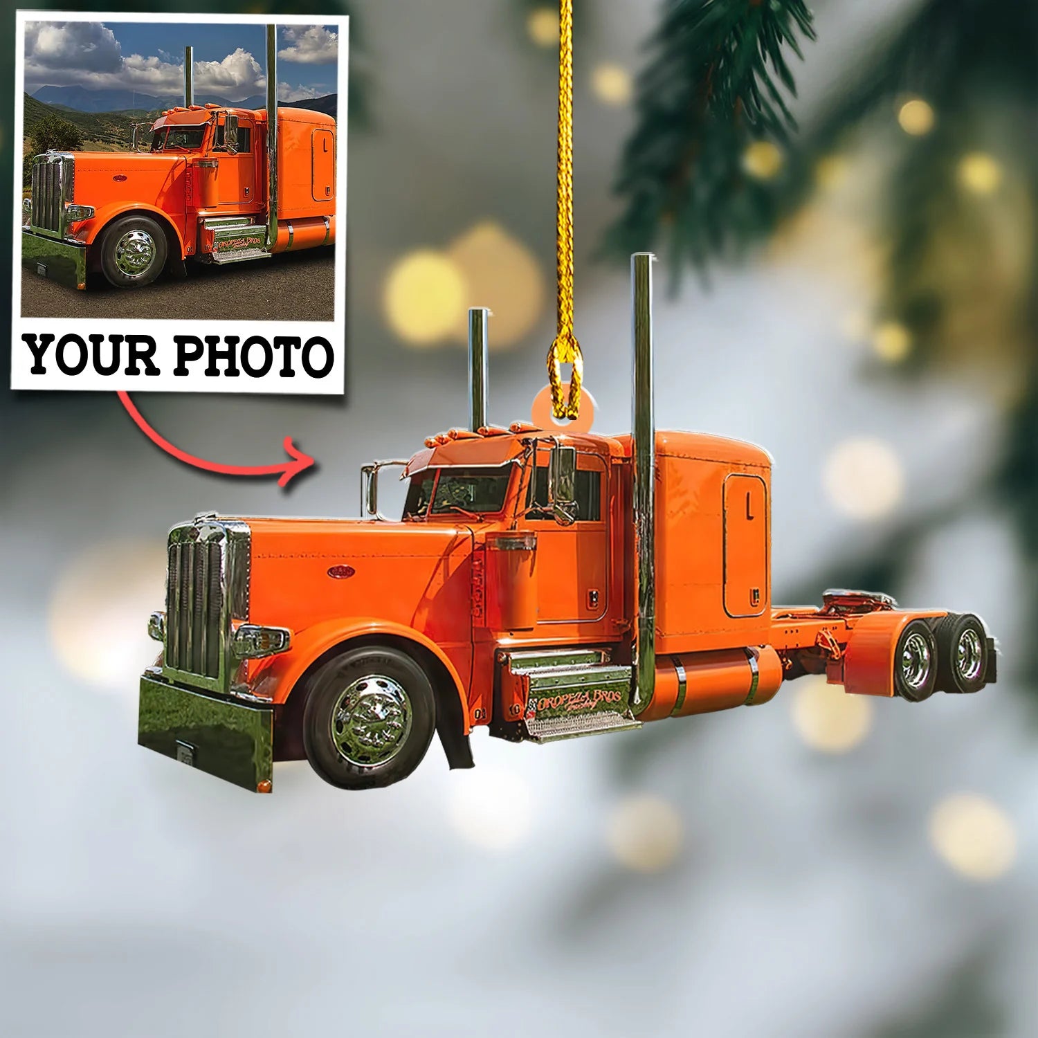 Custom Photo Ornament Gift For Trucker - Personalized Photo Ornament Gift For Truck Car Lovers