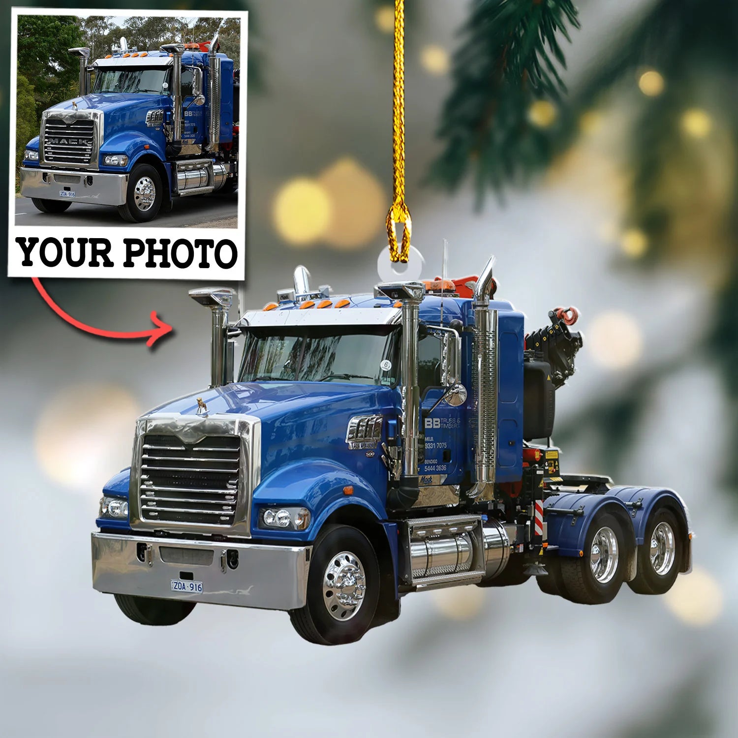 Custom Photo Ornament Gift For Trucker - Personalized Photo Ornament Gift For Truck Car Lovers