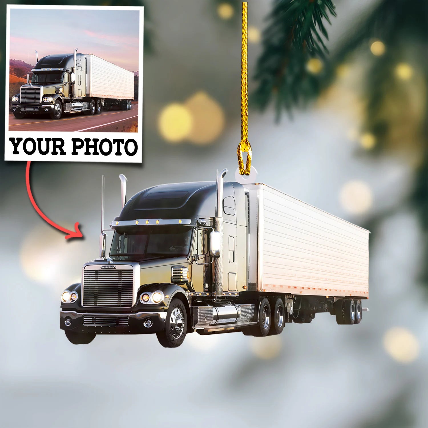 Custom Photo Ornament Gift For Trucker - Personalized Photo Ornament Gift For Truck Car Lovers