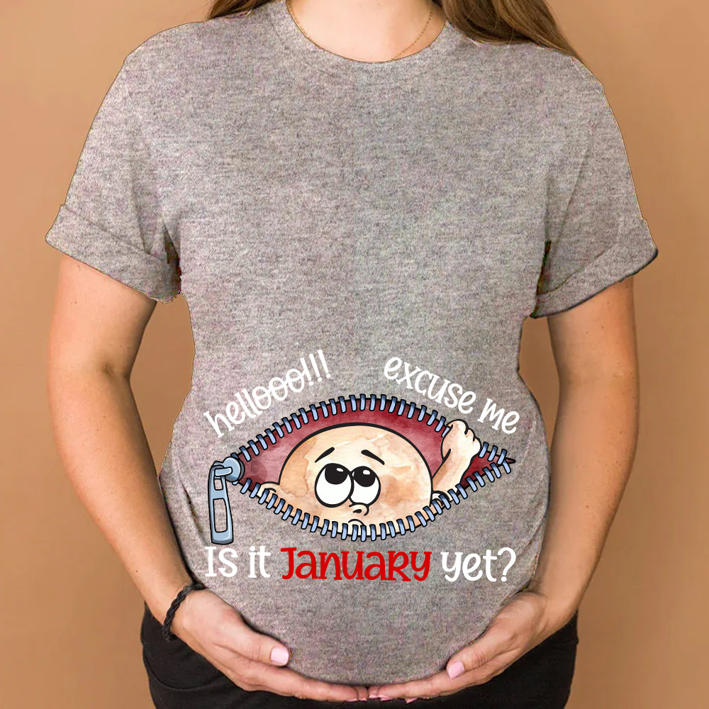 Customizable Months Baby Boy Peeking Bump Black Maternity Shirt