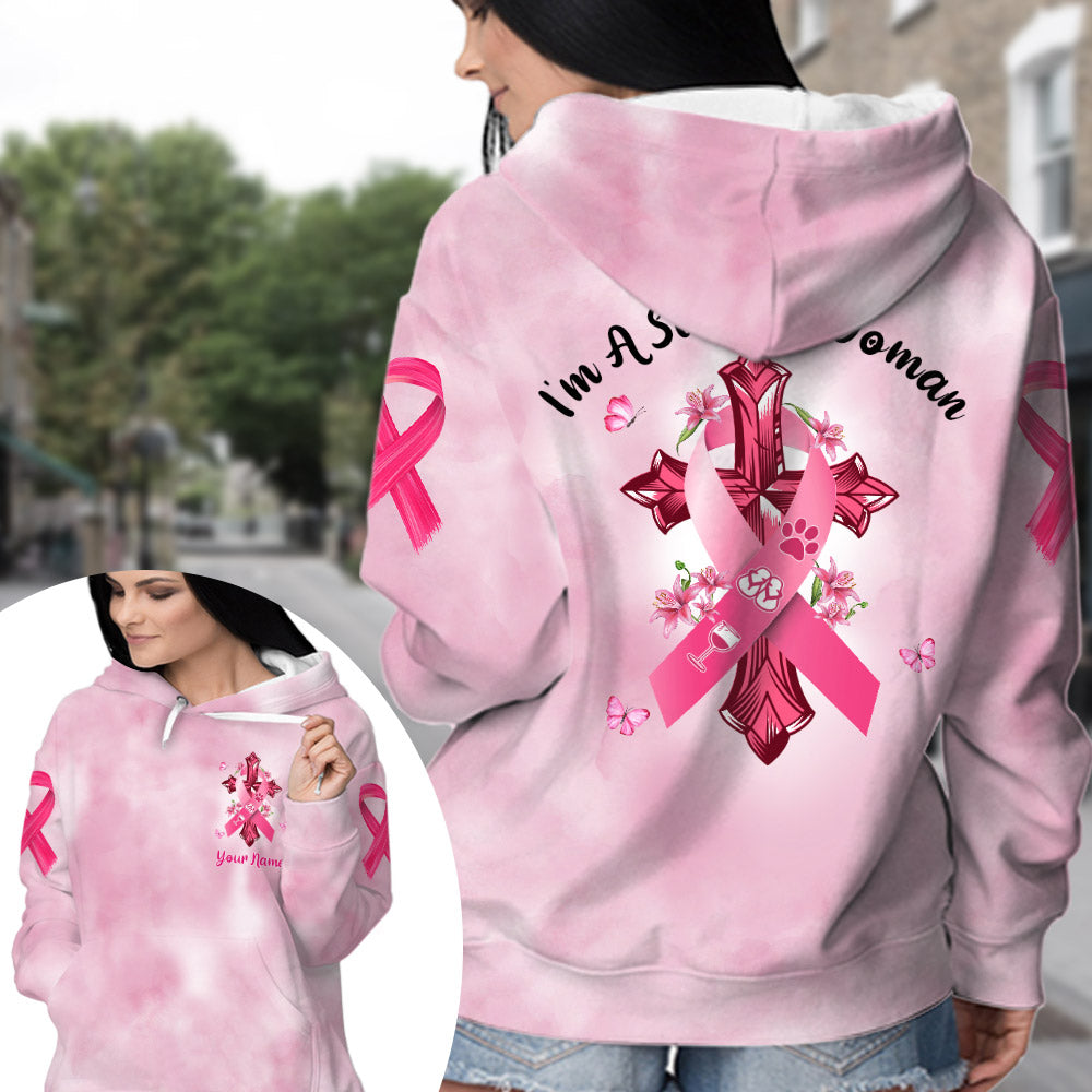 Paw Dog, Flip Flop, Wine, I'm A Simple Woman, Breast Cancer Awareness Personalized All Over Print Shirt
