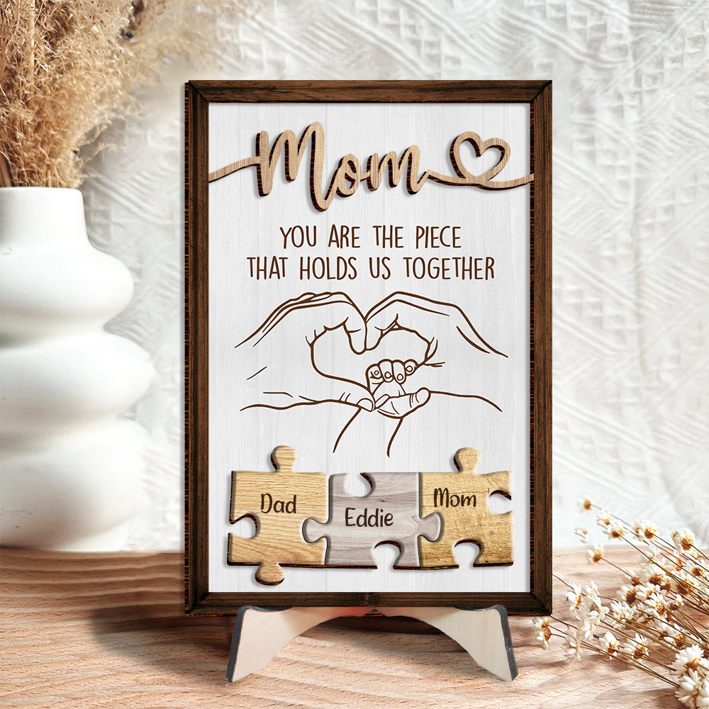 Personalized Mothers Day Puzzle Sign - Personalized Puzzle Wood Sign 2 Layer Gifts For Mom