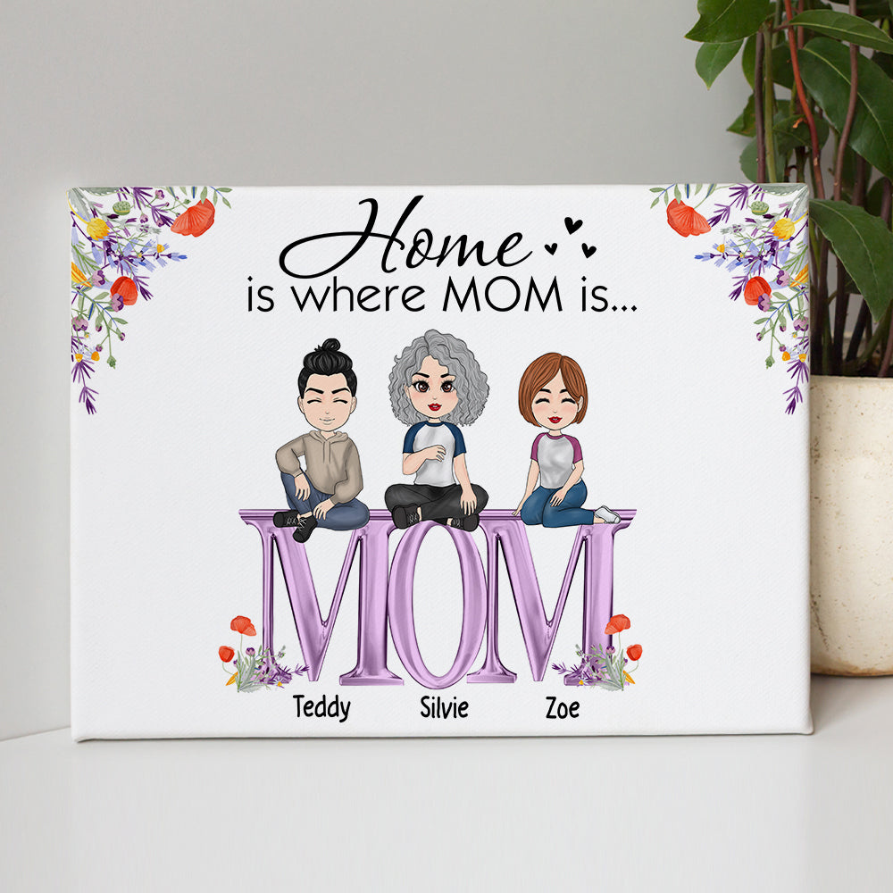 Home Is Where Mom Is - Personalized Poster Canvas Gift For Mom Mum Mother