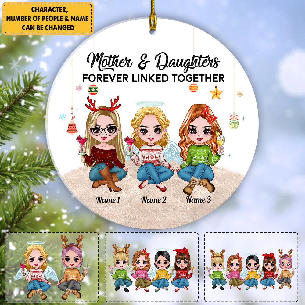 Mother And Daughtes Forever Linked Together Ornament