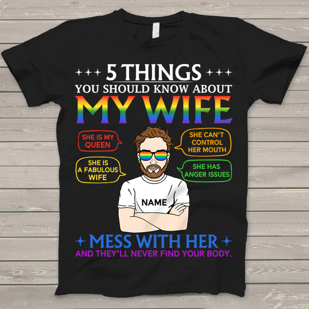 Personalized 5 Things You Should Know About My Wife Pride Lgbt T-Shirt Gift For Husband