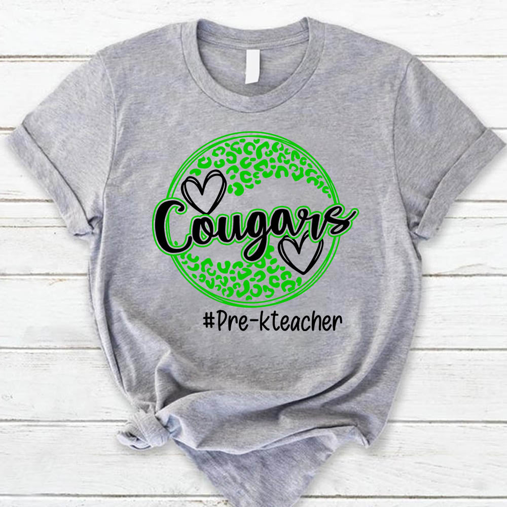 Personalized Cougars Mascot Circle Leopard T-Shirt For Teacher