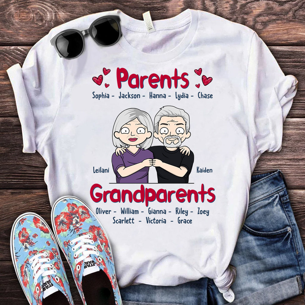 From Parents To Grandparents With Precious Kids And Grandkids Personalized Shirt For Grandparents