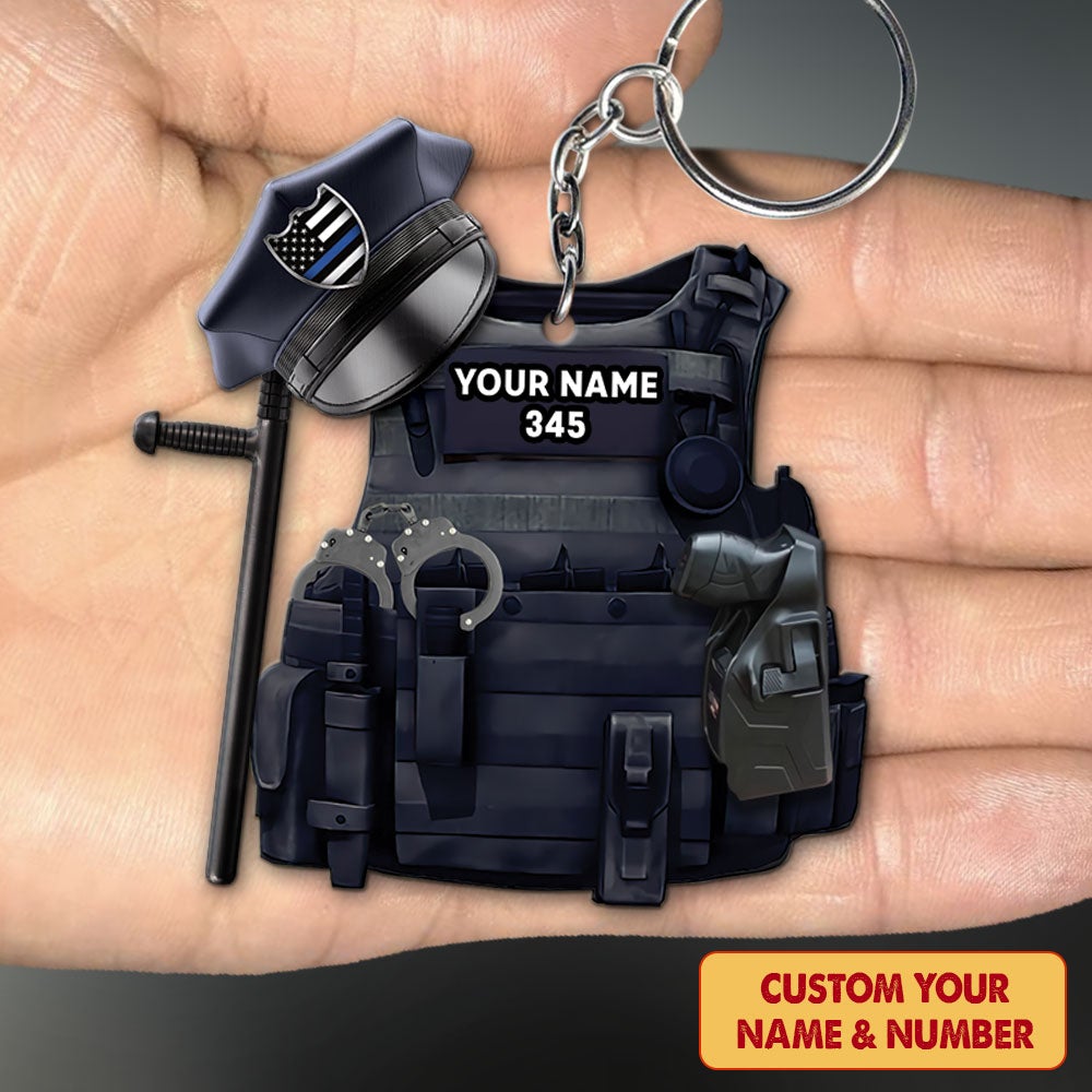 Bulletproof Police Flat Personalized Acrylic Keychain For Policeman