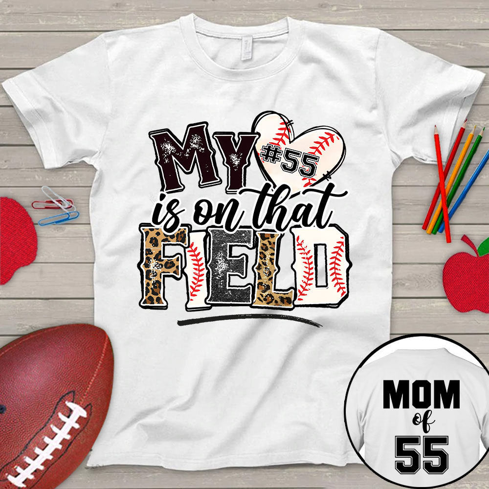 Personalized My Heart Is On That Field Baseball Football Soccer Leopard Custom Shirt
