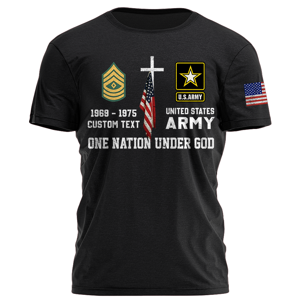 One Nation Under God Personlized Shirt For Veteran Custom Rank and Branch K1702