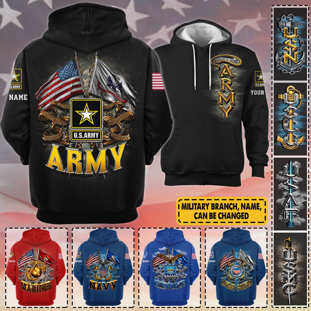 Custom Shirts Gift For Veteran Personalized All Branches Military All Over Print Shirt K1702