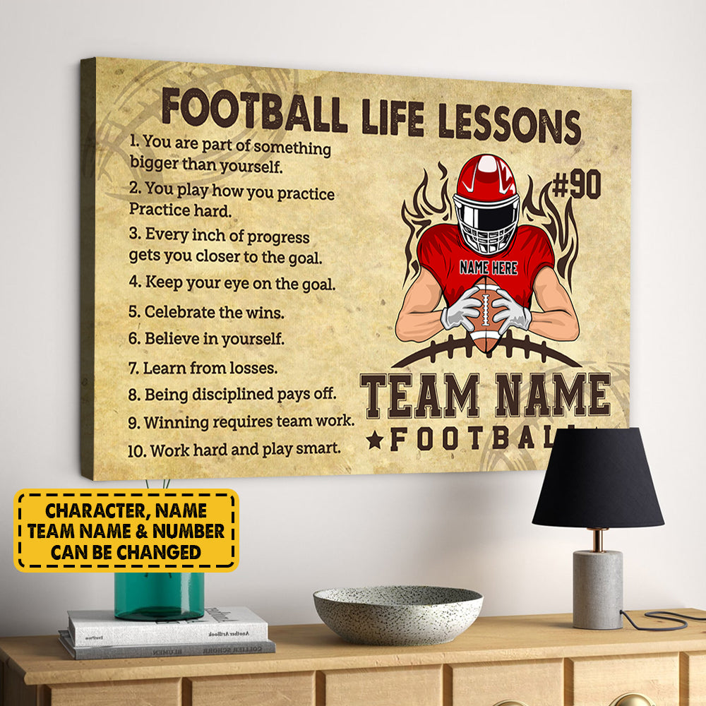 Personalized Canvas Gift For Football Player - Custom Gifts For Football Lovers - Football Life Lessons Canvas K1702