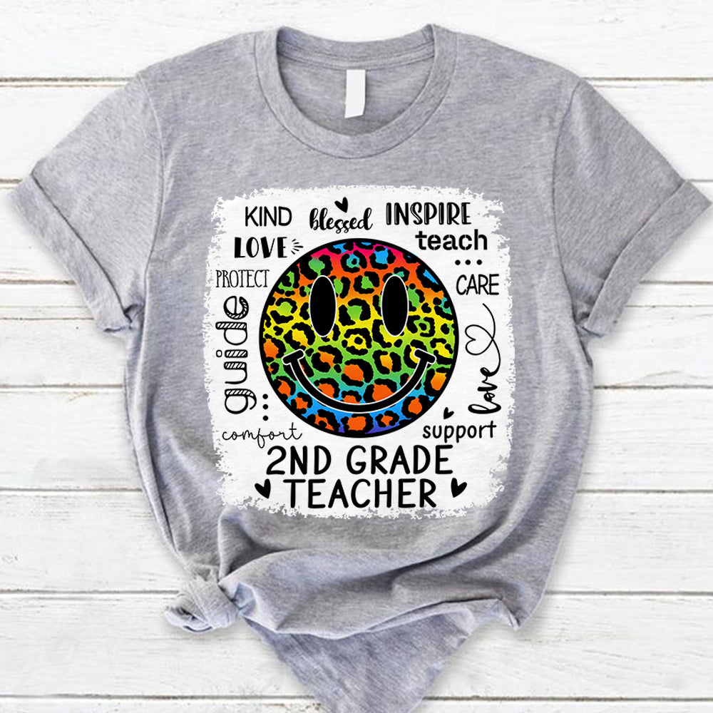 Personalized Retro Leopard Smiley 2Nd Grade Teacher For Teacher And Student
