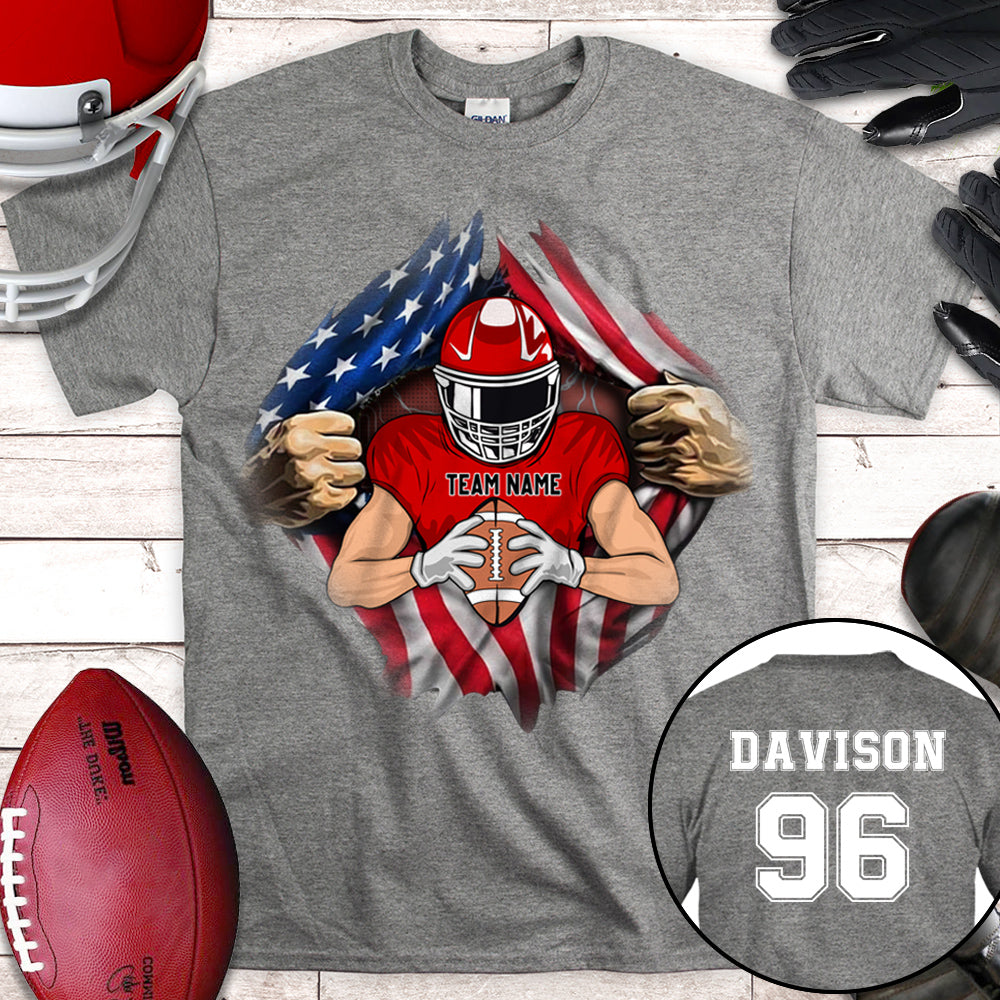 Men's Personalized Football T Shirt Custom Football Lineman Player