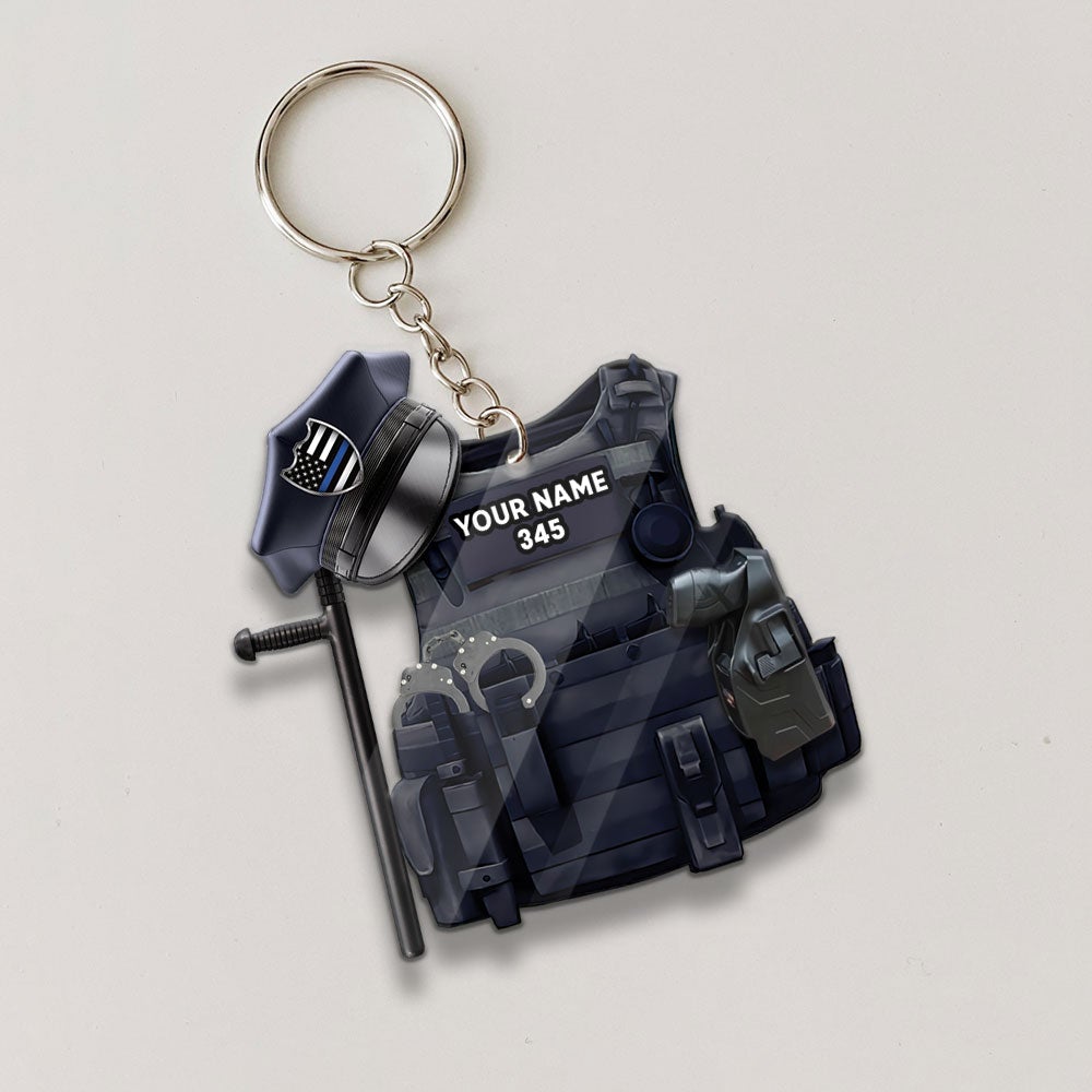 Bulletproof Police Flat Personalized Acrylic Keychain For