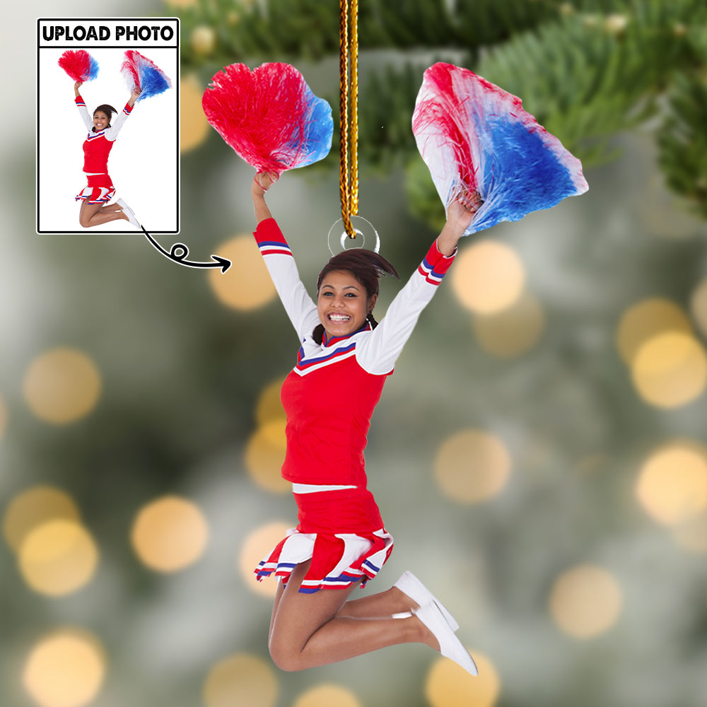 Upload Photo Cheerleader Ornament - Cheerleading Squad Team Cheerleader Gift - Personalized Acrylic Photo Ornament
