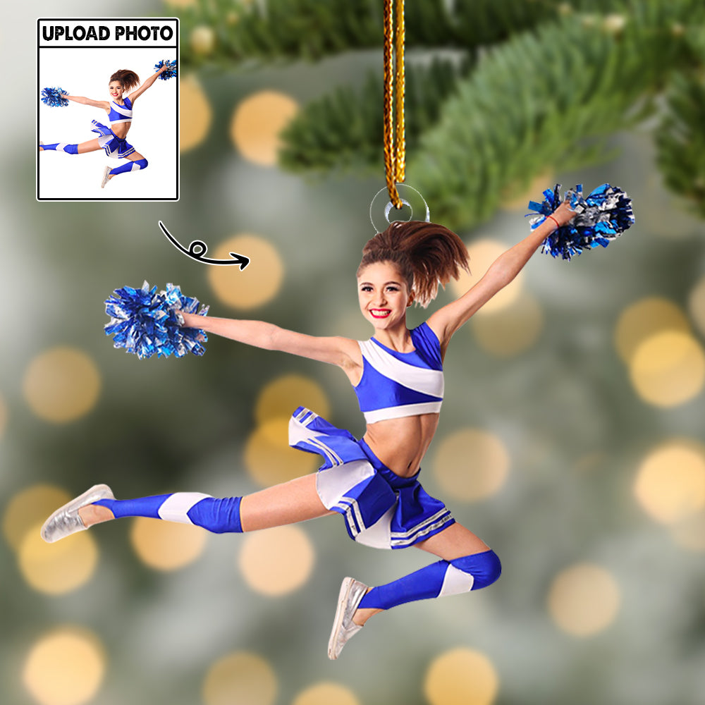 Upload Photo Cheerleader Ornament - Cheerleading Squad Team Cheerleader Gift - Personalized Acrylic Photo Ornament