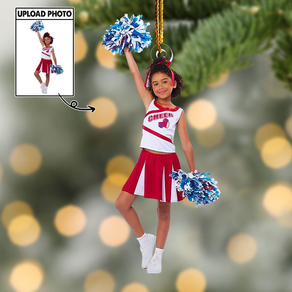 Upload Photo Cheerleader Ornament - Cheerleading Squad Team Cheerleader Gift - Personalized Acrylic Photo Ornament