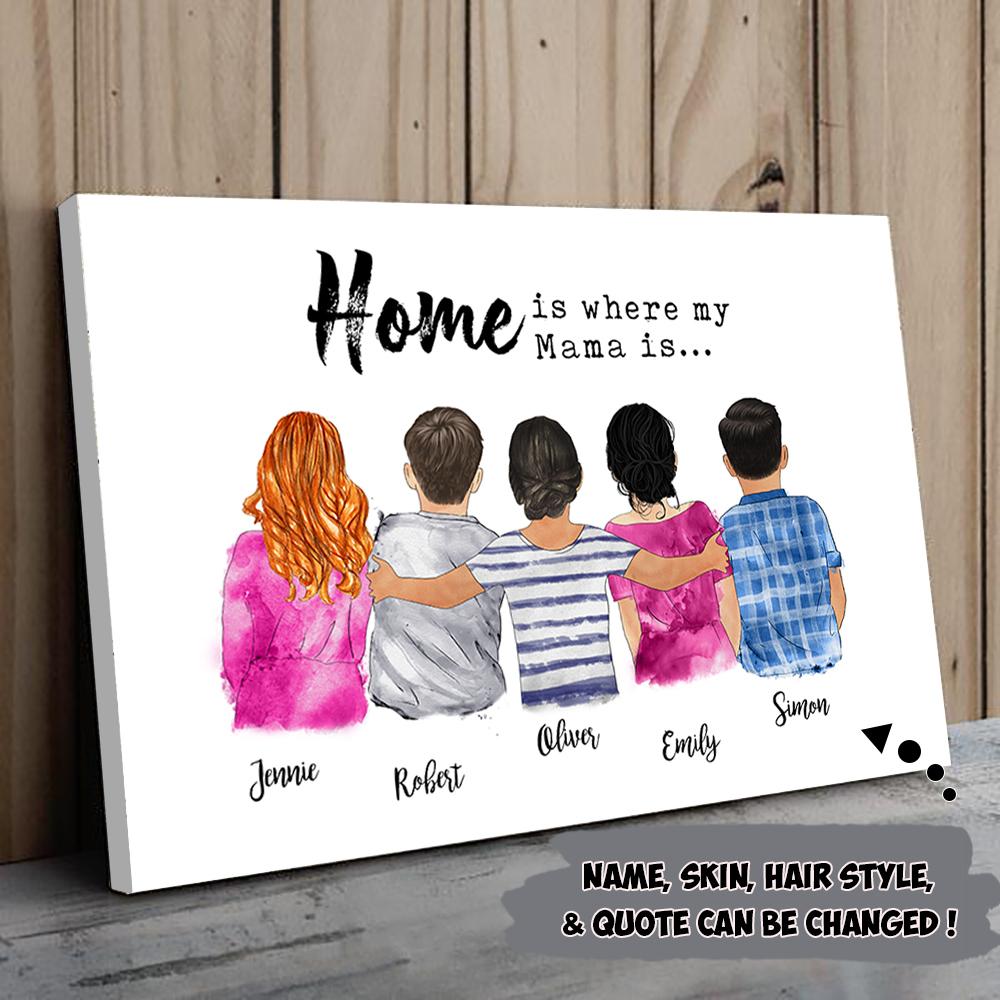 Home Is Where My Mama Is Personalized Poster Canvas Gift For Mom
