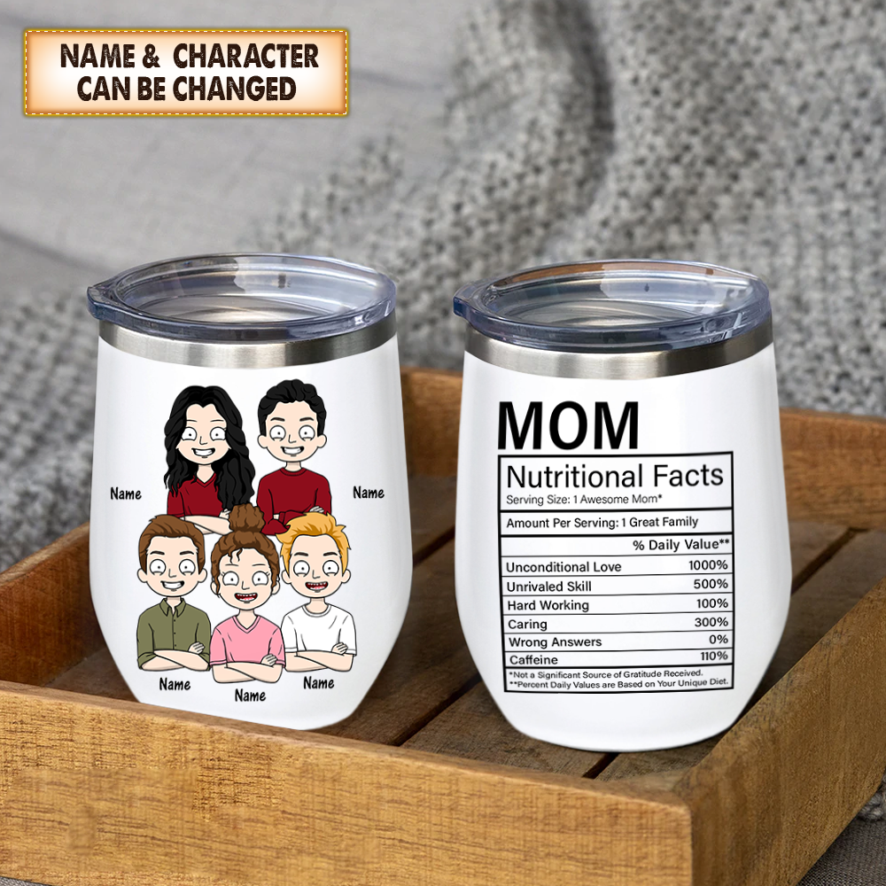 Mom Nutritional Facts, Personalized Wine Tumbler For Your Beloved Mom,
