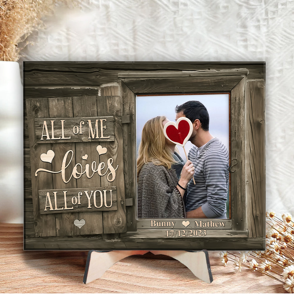 Personalized Husband & Wife Photo All of Love, Best Gift for Wife Personalized Wooden Photo Plaque - Gift For Husband Wife, Anniversary