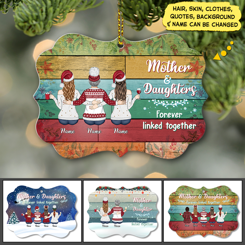 Mother And Daughter Forever Linked Together Personalized Ornament Gift For Family